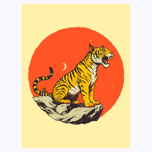 Tiger in Vibrant Grunge Print - Custom Chinese Zodiac Poster 6