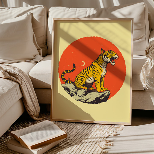 Tiger in Vibrant Grunge Print - Custom Chinese Zodiac Poster 9