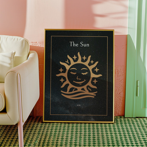 The Sun in Block Print - Custom Tarot Card Poster 10