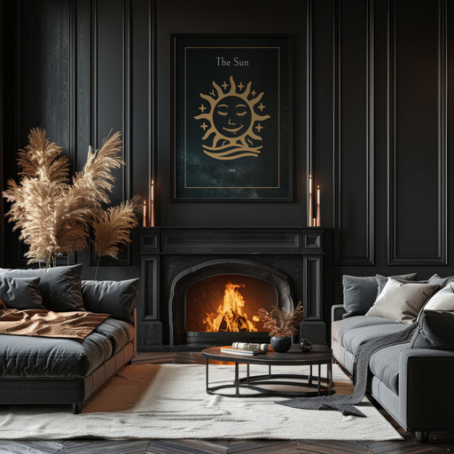 The Sun in Block Print - Custom Tarot Card Poster 11