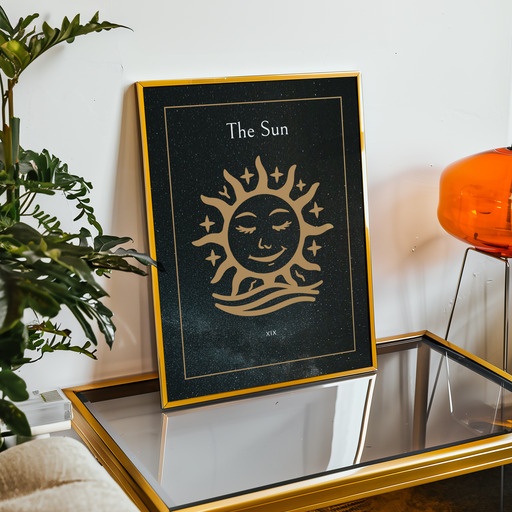 The Sun in Block Print - Custom Tarot Card Poster 9