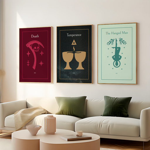 Temperance in Block Print - Custom Tarot Card Poster 8