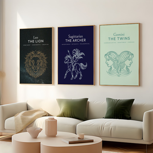 Sagittarius in Fine Line Print - Custom Zodiac Sign Poster 8