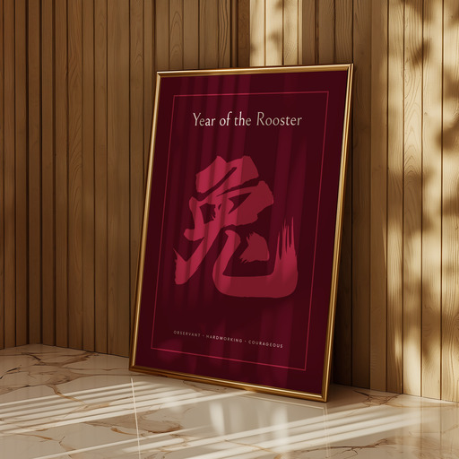 Rooster in Curvy Print - Custom Chinese Zodiac Poster 9
