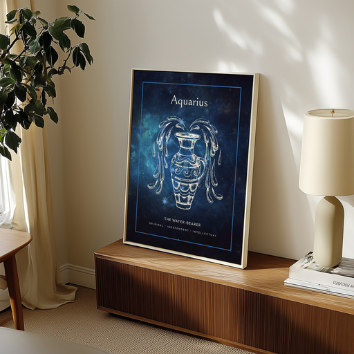 Aquarius in Embellished Outline Print - Custom Zodiac Sign Poster 11