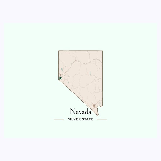 Nevada State Poster - Boundary Map 6
