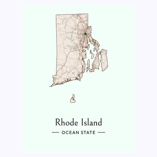 Rhode Island State Poster - Boundary Map 6