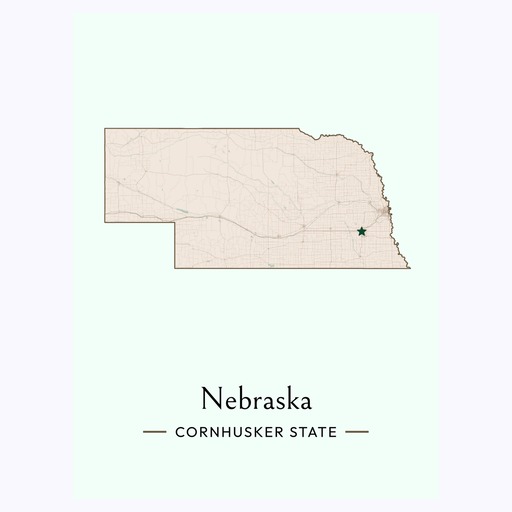 Nebraska State Poster - Boundary Map 6