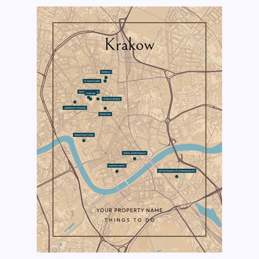 Krakow Airbnb Tourist Poster in Road Trip - Street Map 6