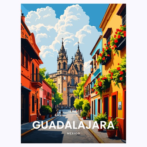 Guadalajara Travel Print - Vintage Travel Art Poster  6