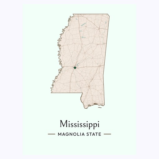 Mississippi State Poster - Boundary Map 6