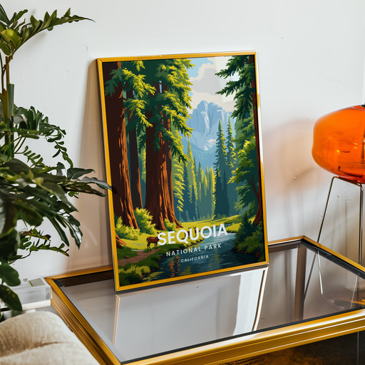 Sequoia National Park Travel Print - Vintage Travel Art Poster