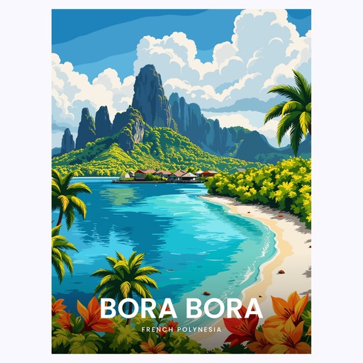 Bora Bora Travel Print - Vintage Travel Art Poster 6