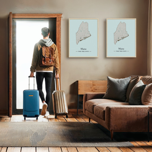 Maine State Poster - Boundary Map 10