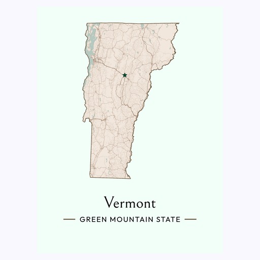 Vermont State Poster - Boundary Map 6
