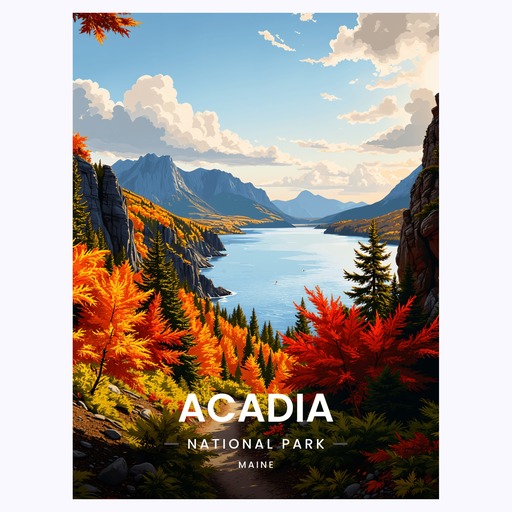 Acadia National Park Travel Print - Vintage Travel Art Poster 6