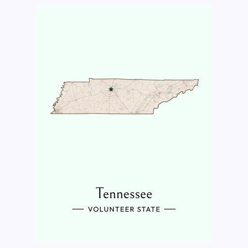 Tennessee State Poster - Boundary Map 6