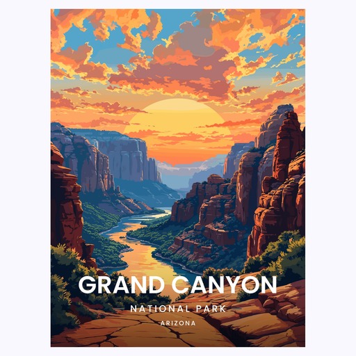 Grand Canyon National Park Travel Print - Vintage Travel Art Poster 6