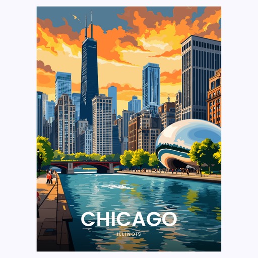 Chicago Travel Print - Vintage Travel Art Poster 6