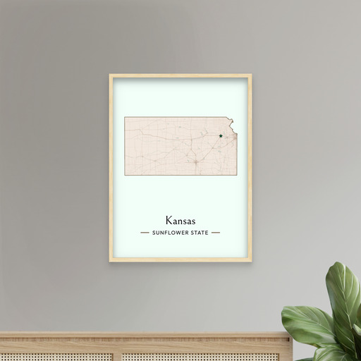 Kansas State Poster - Boundary Map 8