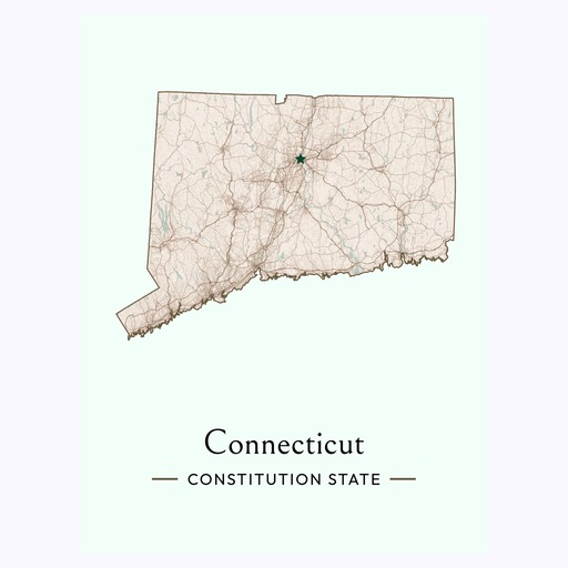 Connecticut State Poster - Boundary Map 6