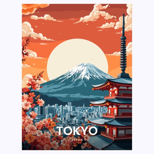 Tokyo Travel Print - Vintage Travel Art Poster 6