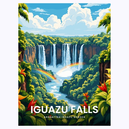 Iguazu Falls Travel Print - Vintage Travel Art Poster 6