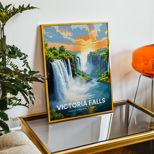 Victoria Falls Travel Print - Vintage Travel Art Poster - Custom