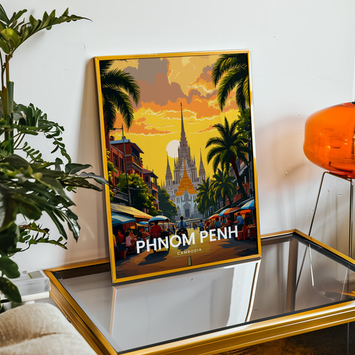 Phnom Penh Travel Print - Vintage Travel Art Poster 9