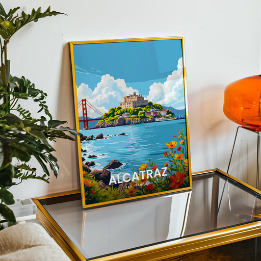 Alcatraz Island Travel Print - Vintage Travel Art Poster - Custom