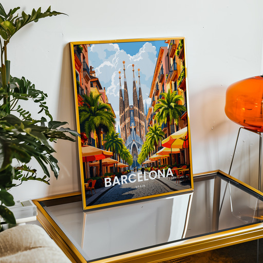 Barcelona Travel Print - Vintage Travel Art Poster 9