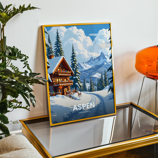 Winter in Aspen Travel Print - Vintage Travel Art Poster 9