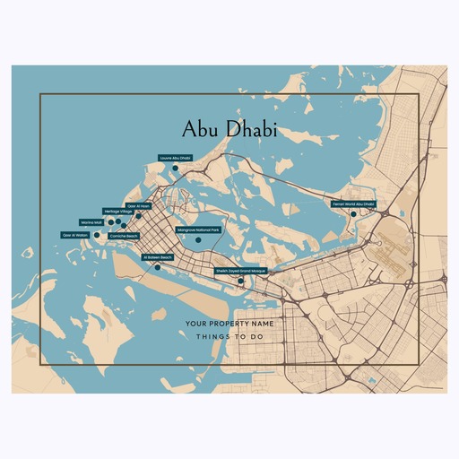 Abu Dhabi Airbnb Tourist Poster in Road Trip - Street Map 6