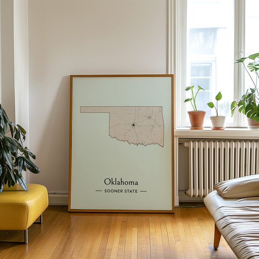 Oklahoma State Poster - Boundary Map 9