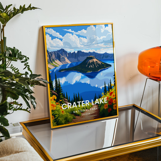Crater Lake National Park Travel Print - Vintage Travel Art Poster 9