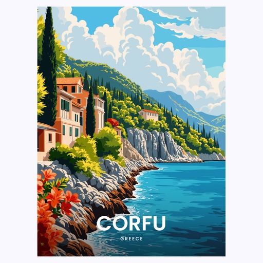 Corfu Travel Print - Vintage Travel Art Poster 6