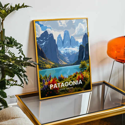 Patagonia Travel Print - Vintage Travel Art Poster - Custom Design