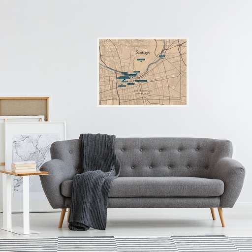 Santiago Airbnb Tourist Poster in Road Trip - Street Map 11