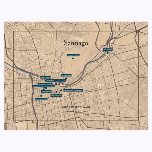 Santiago Airbnb Tourist Poster in Road Trip - Street Map 6