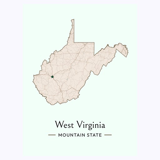 West Virginia State Poster - Boundary Map 6