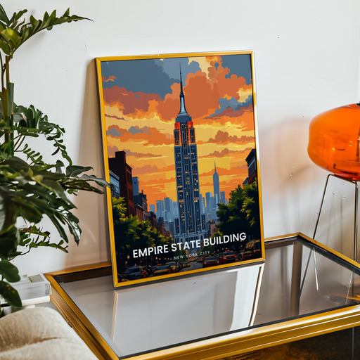 Empire State Building Travel Print - Vintage Travel Art Poster