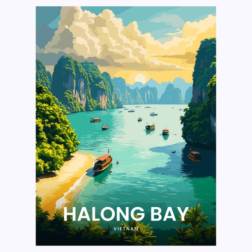 Halong Bay Travel Print - Vintage Travel Art Poster 6