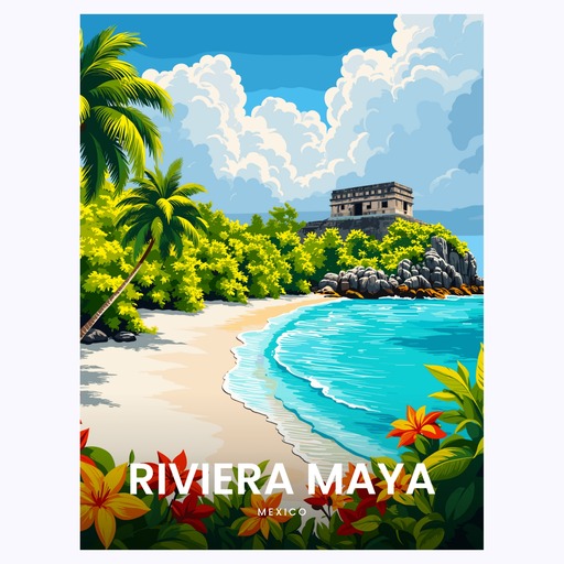 Riviera Maya Travel Print - Vintage Travel Art Poster 6