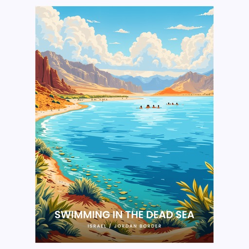 Swim in the Dead Sea Travel Print - Vintage Travel Art Poster 6