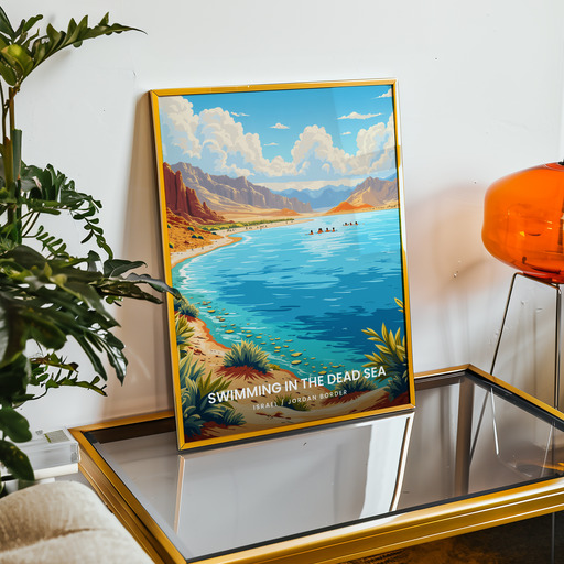 Swim in the Dead Sea Travel Print - Vintage Travel Art Poster 9