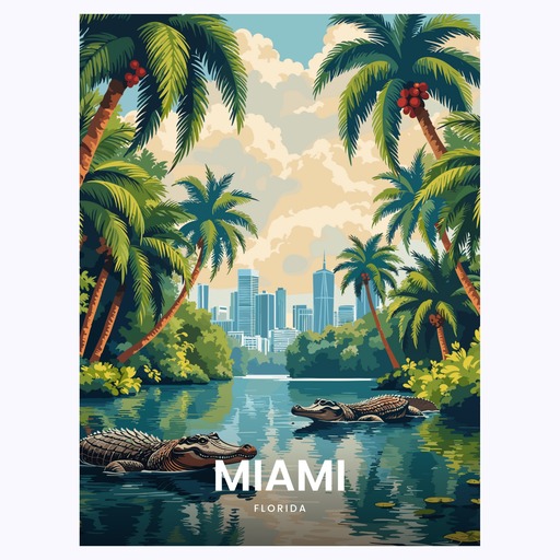 Miami Travel Print - Vintage Travel Art Poster 6