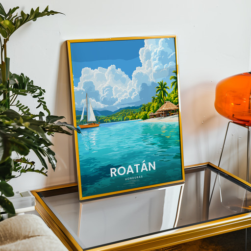 Roatán Travel Print - Vintage Travel Art Poster 9