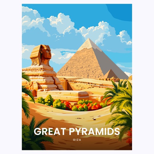Great Pyramid of Giza Travel Print - Vintage Travel Art Poster 6