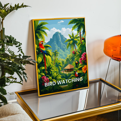 Bird Watching in Panama Travel Print - Vintage Travel Art Poster 9