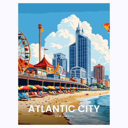 Atlantic City Travel Print - Vintage Travel Art Poster 6
